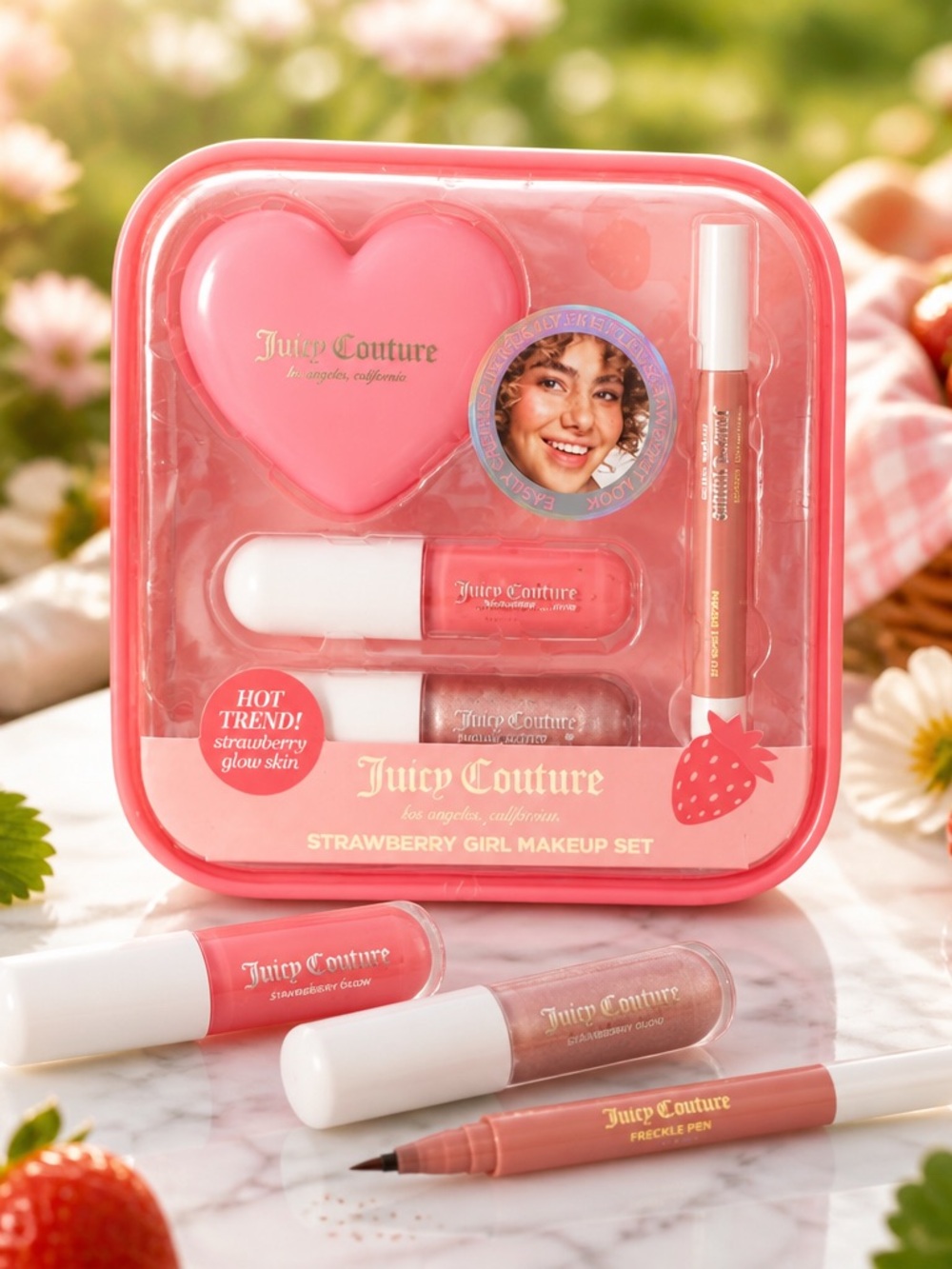 Juicy Couture Strawberry Girl Makeup Set Lip Gloss & Freckle Pen Gift Set NWT